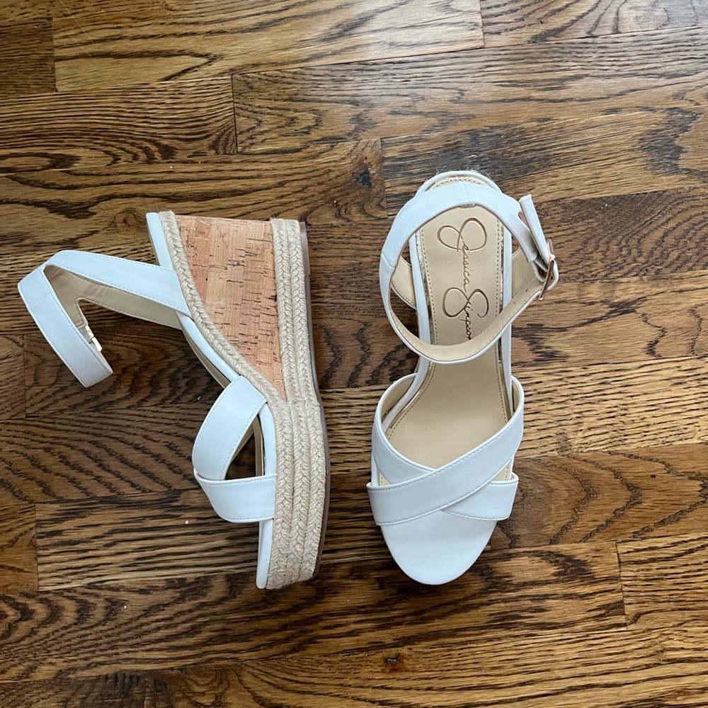 Jessica Simpson White Wedges